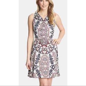 1. State Fit and Flare Keyhole Dress